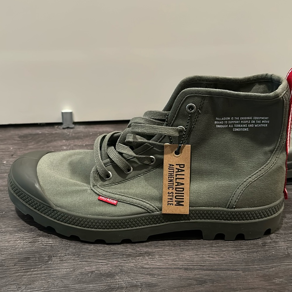 Palladium army green high top sneakers